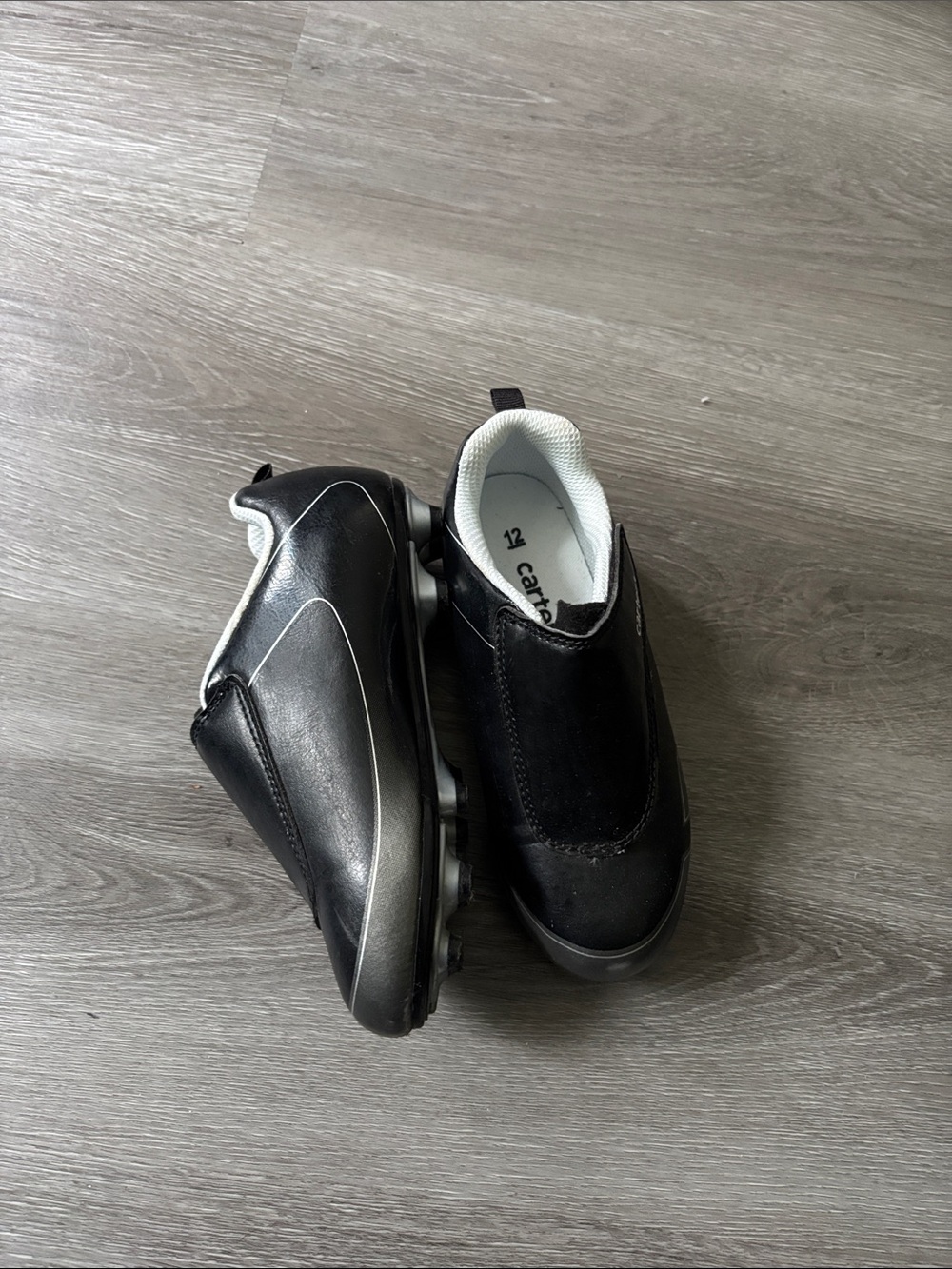 Carter's Black Slip-On Athletic Cleat-Style Boys' Shoes with White Lining